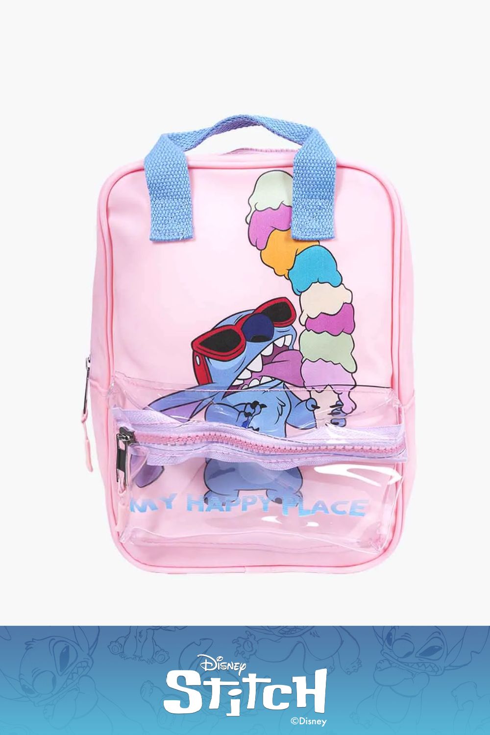 Morral practico con diseño de stitch con cremallera